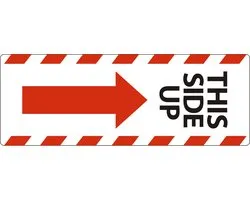 Waarschuwingsetiket - "This Side Up" - 46mm x 125mm - 250 Stuks Per Rol - Rood/Wit