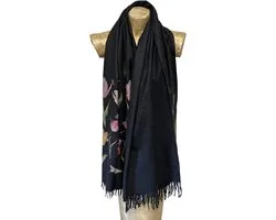 Sjaal - Pashmina - Tulp - Tulpen - Zwarte achtergrond - 70 x 200 cm - Jacob Marrel