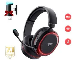 Picun G2 - Gaming Headset-Over Ear Koptelefoon Draadloos- met Retractable ENC microfoon-7.1 Surround Sound- Bluetooth 5.3- Multiplatform vor PC/PS5/PS4/Switch- Zwart rood