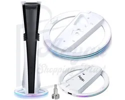 PS5 Standaard met LED – Verticale Stand voor PS5, PS5 Slim & PS5 Pro – Koeling & USB Poort – ps5 stand verticaal – ps5 – ps5 stand – ps5 pro – ps5 koeling stand – Stabiele Console Houder – gaming setup accessoires – wit – 87672