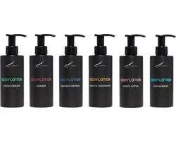 Bodylotion Set - Fresh Ginger + Hamam + Hammam Herbal + Sweet Orange & Cedarwood + White Lotus en Zen Moment - Claudius Cosmetics - bodycare - luxe fles - set van 6 stuks - Cadeau - giftset voor hem en haar