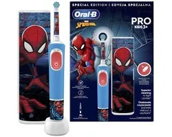 Brosse à dents électrique Oral-B Vitality Pro D103 Kids Spiderman - Étui de voyage - 2 modes - Autocollants