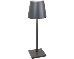 Zafferano, Poldina L Desk, Draagbare en Oplaadbare Tafellamp met Touchbediening, Geschikt voor Binnen en Buiten, Dimmer, 2200-3000 K, Hoogte 49,7 cm, Donkergrijze kleur