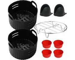 Accessoires voor Cosori klein, 2 l, Chefman 2L, Midea 2L, Tefal 1,6 l, heteluchtfriteuse, accessoires voor mini-airfryer, 1-2 personen, BPA-vrij, 15 cm, herbruikbaar
