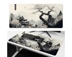 Zen Design XXL Muismat 90x40 – Japans Landschap – Anti-slip – Bureau Onderlegger