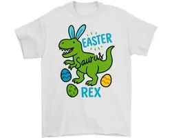 Easter Shirt – Easter Saurus Rex – Kinderen Outfit – Unisex T-Shirt voor Dames & Heren – Leuk Cadeau voor Pasen