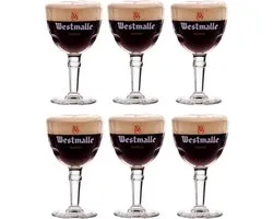 Westmalle Bierglazen op Voet 33cl set van 6 - Bier Glas 0,33 l - 330 ml