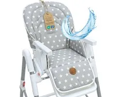 Réducteur de siège pour chaise haute Bébé Coussin de siège Chaise - Coussin de siège enfant pour chaise haute Ikea Peg Perego Housse de chaise pour chaise haute Siège bébé et chaises hautes Oeko-Tex Étoiles et Gris