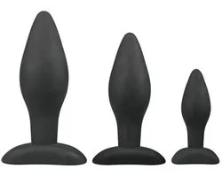 EasyToys - Siliconen Buttplugsetje - 3 Buttplugs - Buttplug - Buttplug Set - Anal Plug - Sex Toys voor Vrouwen en Mannen - Seksspeeltjes - Butt Plug - Zwart