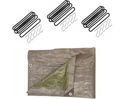 Talentools - Bâche grise 8 x 10 mètres avec 35 caoutchoucs de tension et crochets en S