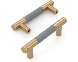 4 stuks Kitchen Handles，Gold Grey，Handles Cupboard Drawers Door Handle，76mm Hole Spacing