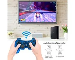 2-pack draadloze controller voor PS2 Playstation Achort 2.4G Gamepad Joystick Remote met Dual Shock Vibration Sensitive Control draadloze ontvangers Sony (ClearBlue en ClearGreen)