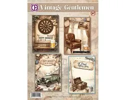 Kaartenpakket - Vintage Gentlemen - Creative CutOuts - Voor het maken van 4 prachtige 3D-wenskaarten - Gratis verzonden - RE2530-0190