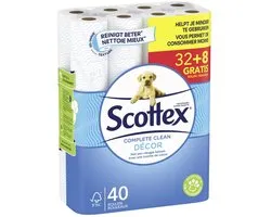 Scottex Compleet Schoon toiletpapier | 2-laags | 32 + 8 gratis rollen
