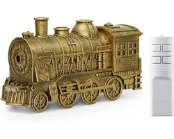 Aromatherapie-diffuser en -bevochtiger in vintage stoomtreinstijl met 300 ml inhoud en tweekleurig LED-licht (standaard Amerikaanse stroomaansluiting/brons)