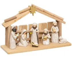 Feeric Christmas Kerststal voor kinderen - met 7 beeldjes - 30 x 18 cm - kerstdecoratie kinderkamer