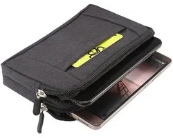 Horizontale riemtas 2 compartimenten met ritssluiting voor Alcatel OneTouch Idol Ultra - Zwart (16,5x 9cm)