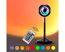 Viatel Sunset Lamp - 16 Couleurs - Avec Télécommande - Sunset - Nieuwe Version (2021) - Galaxy Projector - Lampe - Stars Projector - Lampe de table - Wake Up Light - Lampe Led - Golden Hour Lamp - Sunset Projection Lamp - Sunset Lamp