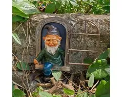 NIWWIN Tuinkabouter, boomdecoratie van harsstandbeeld, miniatuurstandbeelddecoratie. Accessoires voor tuindecoratie, ambachten voor dwerglandschapsarchitectuur. (Male) (Male)