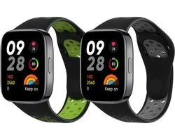 kwmobile 2x bracelet adapté à Xiaomi Redmi Watch 3 Active - Bracelets de tracker de fitness en noir / gris / noir / vert