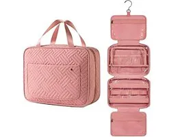 Janse® Luxe accesoires tas roze - Sieraden organizer met haak - Accessoires opberger - Reistas met 5 vakken - Haaraccessoires - Horloges - Zonnebril organizer - Opbergtas - Multifunctionele reis etui - Geschikt voor Armbanden - Kettingen - Ringen