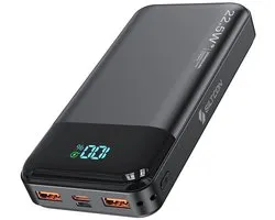 Siltcon® Batterie externe 30000 mAh – Batteries externes Chargeur rapide 22.5W – USB-A/USB-C - Indicateur LED - Kit d'urgence - Universel - Gadgets - Avec câble de charge rapide USB-C 22.5W