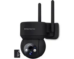 Caméra de sécurité extérieure sans fil Protectly® - 2K Ultra HD - Surveillance par caméra - Caméra extérieure avec vision nocturne - Rechargeable - Avec Wi-Fi et application - Carte SD 64 Go incluse