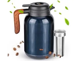 Dreamhigh® Thermos 2L avec sachet de thé - bidon isolant avec affichage de la température - bidon à café bien étanche (pas de fuite - pas de gouttes) - pour café - thé et lait