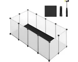 Small Animal Enclosure Playpen with Removable and Waterproof Base for Hamsters Rabbits Guinea Pigs 125 x 63 x 42 cm White LPC009W01