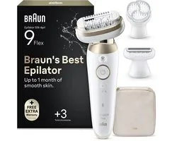 Braun Silk·épil 9 Flex 9-060 3D - Wet & Dry Epilator - Langdurig Gladde Huid - Volledig Flexibele kop - Ladyshave Scheerkop, Trimmerkam en Exfoliatieborstel