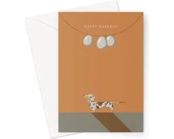 Hound & Herringbone - Getijgerde Teckel Grote Verjaardagskaart - Chocolate Dapple Dachshund Large Birthday Card