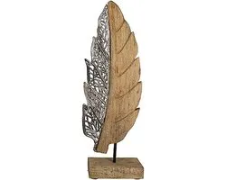 Casablanca Sculptuur - Decoratief Beeld - Woonkamer Decoratie - Blad Jali Design - 52 cm Hoog - Zilverkleurig