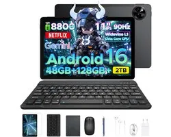 Aorlym P11 Tablet - 48GB RAM+128GB ROM/TF 2TB - Android 16 - Tablette 11 pouces 90Hz - T7250 - 8800mAh - 13MP+5MP - Gemini AI - Widevine L1 - Face ID - 5G WIFI - Haut-parleurs doubles - Stylet, clavier, souris - Zwart