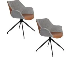 Zuiver Doulton Swivel Eetkamerstoelen Armleuning Vintage Bruin - Set van 2