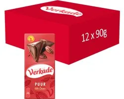Verkade Chocoladereep Puur - 12 x 90 gram