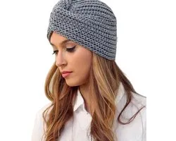 Gebreide Tulband Muts Dames - Grijs - Mode - Winter - Wol - Wintermuts