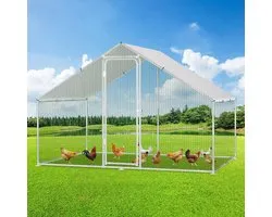 Buitenren voor kippenhok en kennel - groot formaat - dak van PE-doek - 3*2*2