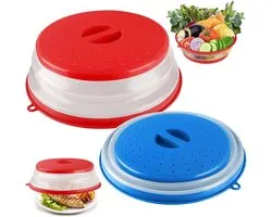 Mkitnvy Pack of 2 Foldable Microwave Cover, Microwave Cover with Strainer for Microwave, Prevents Splashing Also as - ShopVlot