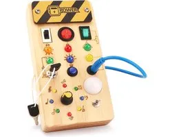 Montessori Busy Board Activity Board vanaf 1 jaar, houten speelgoed met 15 led-lichtschakelaars, sensorisch educatief speelgoed voor baby's en peuters vanaf 1, 2, 3 jaar