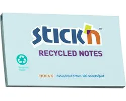 Bloc-notes Stick'n recyclé 76x127mm, bleu pastel, 100 feuilles