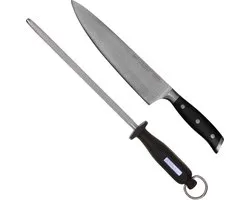 Diamant Sabatier Integra koksmes + aanzetstaal - RVS/POM - 23cm