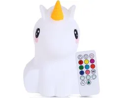 Kadoing Veilleuse Licorne (Grande) - avec TAP-ON & Télécommande - Rechargeable Lampe de Nuit - Révélation de Genre - Fête de Naissance - Cadeau de Naissance - Chambre de Bébé - Anniversaire Enfants - Cadeau de Jouet – LED Lampe pour Enfants Premium