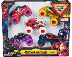 Spinmaster Monster Jam Marvel Heroes 5-pack - Spider-Man, Black Panther, Iron Man, Captain America - Metalen voertuigen