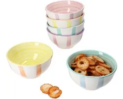 MamboCat Set de 6 bols à snack et à trempette BEACH PASTELLO STRIPES pour 6 personnes en grès - 24326129