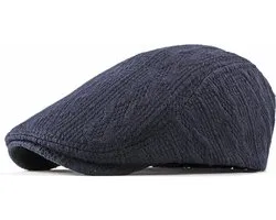 Flatcap blauw gebreid - Platte pet - Verstelbaar