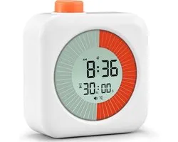 Thijox - EooCoo Visuele Analoge Timer met Klok, Alarm, Countdown, Countup, 60 Minuten Digitale Keukentimer, Stil & Luid Alarm, Tijdmanagementtool voor