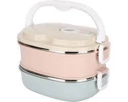 Allecto - Thermische voedselcontainer - Lunchboxen - Draagbaar - Roestvrijstaal - Warm eten - Dubbele laag - Geschikt voor studenten - Blauw container voor warm eten.