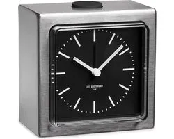 LEFF Amsterdam Block Alarm Clock – Analoge Wekker – Industrieel Design – Snooze Functie – Verlichte Wijzerplaat – Fluorescerende Wijzers – RVS – 8,5x8,5x6 cm