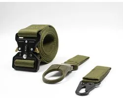 Usta - Tactical Werkriem Groen – Verstelbare Rigger Belt met Quick Release – Sterke Veiligheidsriem 125 cm – Inclusief Clips & Accessoires – Nylon Toolbelt voor Klussen & Outdoor