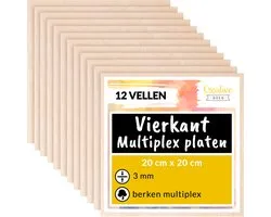 Creative Deco 12 stuks Multiplex Platen Vierkant | 200 x 200 x 3 mm (+/- 0.5 mm) | Baltische Berkenhoutlaag | Perfect voor Pyrografie, Lasersnijden, CNC-router, Modellering, Fretwerk, Rolzaag